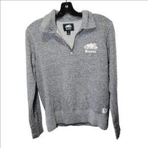 Roots 1/4 Zip Gray Pullover Collared Sweater